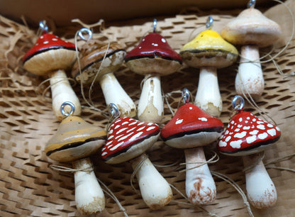 Hand Painted Wooden Mushroom Hanging Ornaments