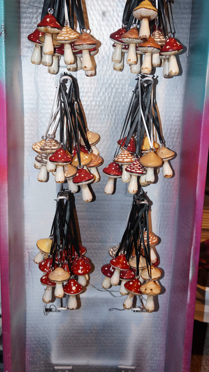 Hand Painted Wooden Mushroom Hanging Ornaments