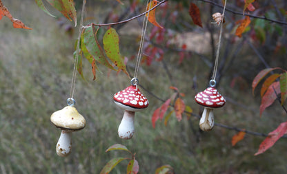 Hand Painted Wooden Mushroom Hanging Ornaments