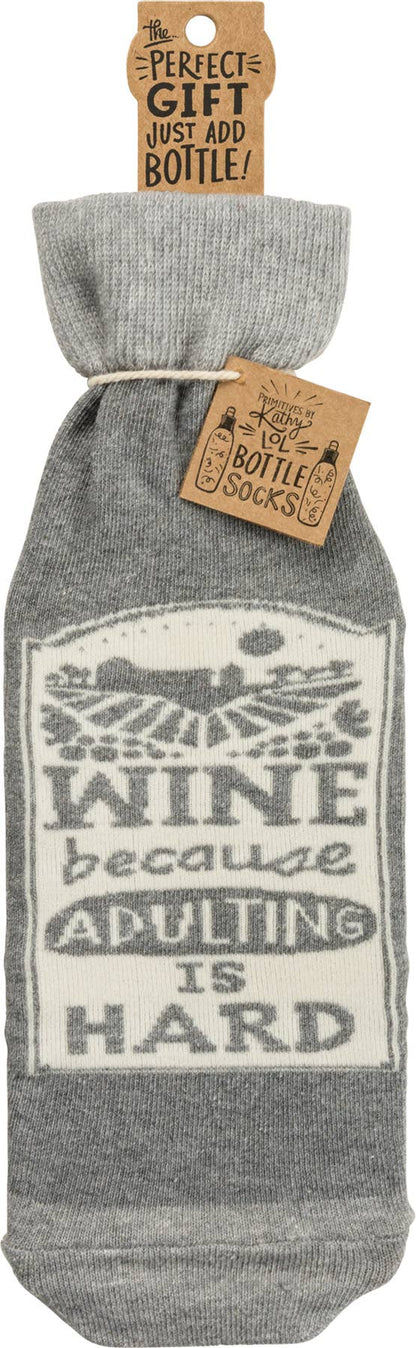 Wine Because Adulting Is Hard Bottle Sock