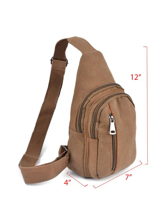 Crossbody Canvas Sling Backpack with Adjustable Strap