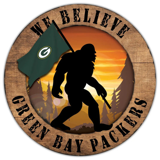 12" Green Bay Packers Round Mdf Sports Sign