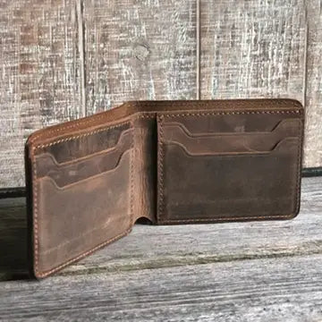 Genuine Leather Bifold Wallet - Rustic