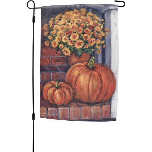 Porch Steps And Flowers Garden Flag