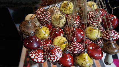 Hand Painted Wooden Mushroom Hanging Ornaments