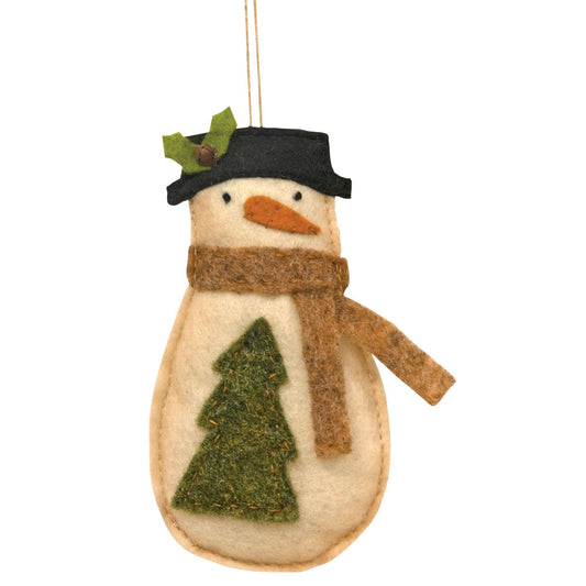 Snowman w/Tree Ornament, Felt