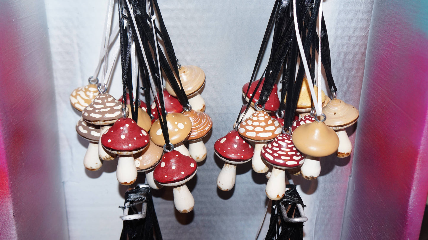 Hand Painted Wooden Mushroom Hanging Ornaments